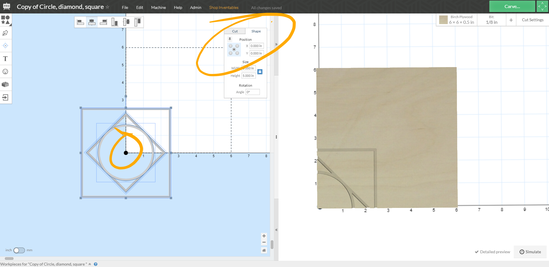 Carving from the Center Inventables